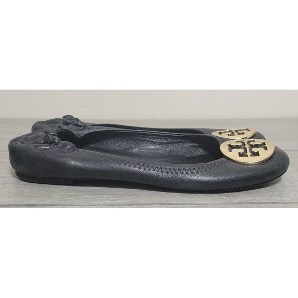 Tory Burch Minnie Ballet Flat Black Gold Size 7.5 M - Picture 3 of 13